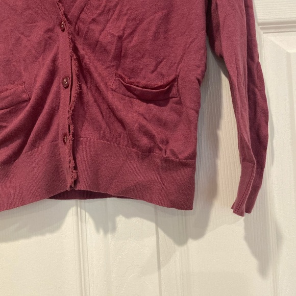 Ann Taylor Crop Pink Purple Cardigan Button down M - Picture 3 of 5